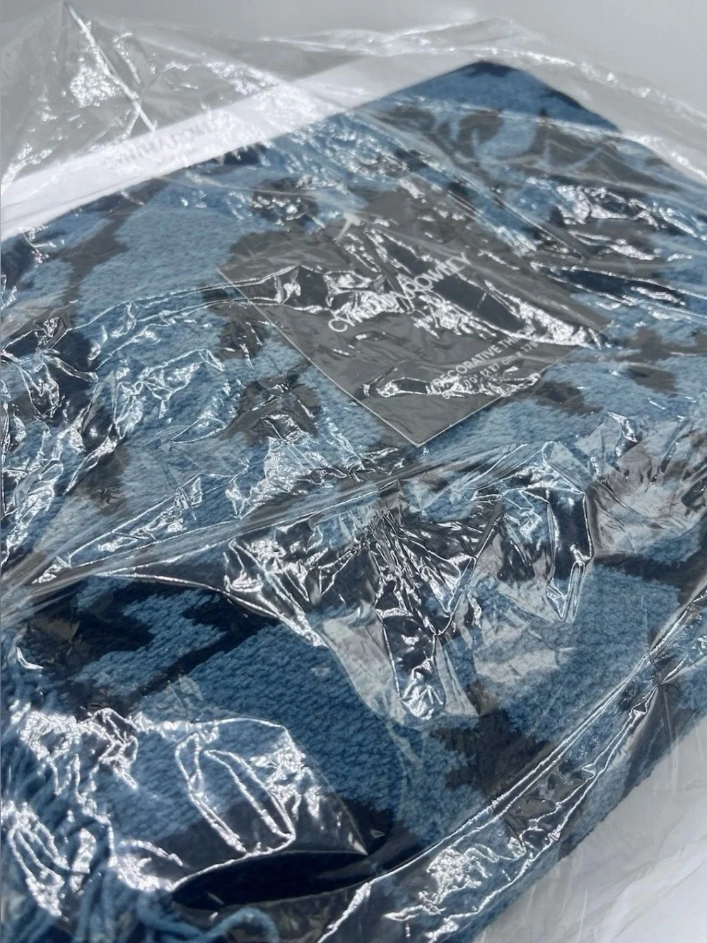 Cynthia Rowley Throw Blanket 50x70 Teal  Damask Spider Skull Raven Halloween
